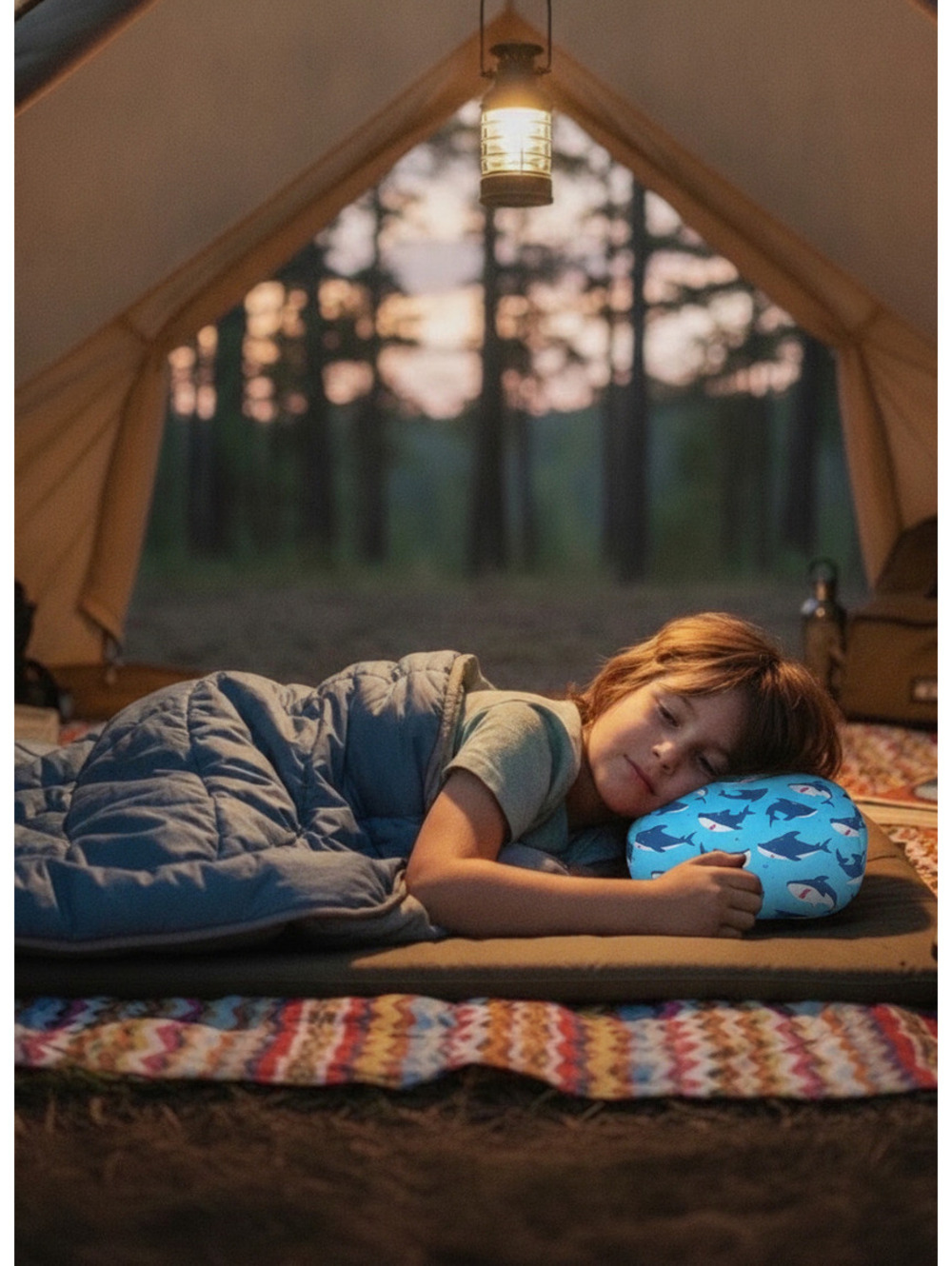 Camping Pillow- Blue with Sharks!